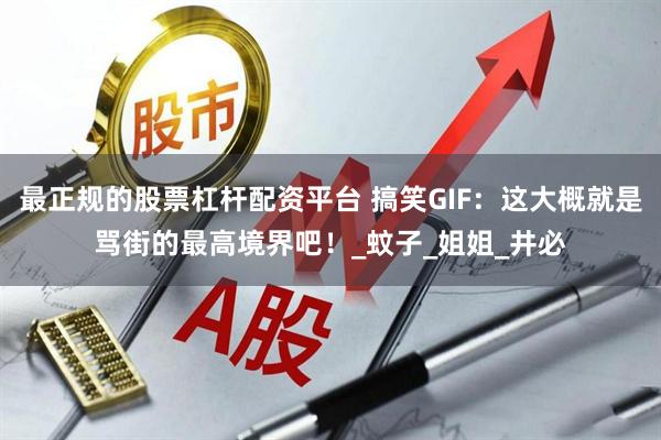 最正规的股票杠杆配资平台 搞笑GIF：这大概就是骂街的最高境界吧！_蚊子_姐姐_井必